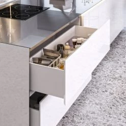 Emuca Tiroir Extérieur Vertex 131 Mm Avec Push Syncro, 400, Peint En Blanc, Acier -EMUCA Soldes 68605464 4