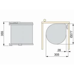 EMUCA POUBELLE RONDE PLAST. 13L CORDON L352 H355