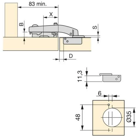 Emuca Charnière X91, Fermeture Amortie, Courbée à 90º, Embase à Visser, À Visser, Nickelé, Acier, 10 Ut. - Talla 4 Emuca Charnière X91, Fermeture Amortie, Courbée à 90º, Embase à Visser, À Visser, Nickelé, Acier, 10 Ut. - Talla – Image 2