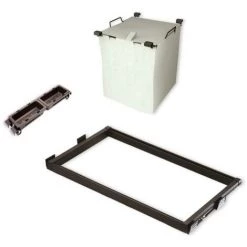 Emuca Kit Panier à Linge Et Cadre Coulissant Avec Plateaux Auxiliaires Pour Armoire, Réglable 564 - 614 Mm, Couleur Moka, 1 Ut. - Talla