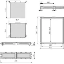 Emuca Kit Panier à Linge Et Cadre Coulissant Avec Plateaux Auxiliaires Pour Armoire, Réglable 564 - 614 Mm, Couleur Moka, 1 Ut. - Talla -EMUCA Soldes 9561726 3