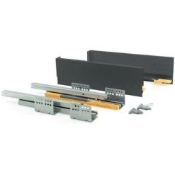 Emuca Tiroir Extérieur Concept 30 Kg Hauteur 105 Mm, 350, Gris Anthracite, Acier, 1 Ut. - Talla