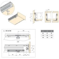 Emuca Mécanisme De Fermeture Amortie Pour Tiroir Ultrabox, 350 - 500 Mm, Plastique, Gris, 2 Ut. - Talla -EMUCA Soldes 9561893 3