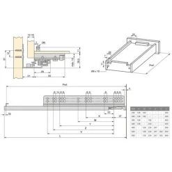 Paire De Coulisses Invisibles à Roulettes Slippe Emuca à Extraction Totale Avec Fermeture Amortie Et Crochet Pour Tiroir Profond -EMUCA Soldes 9823948 5