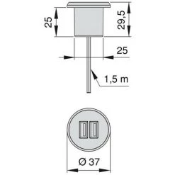 Connecteur Rond Plugy Emuca Avec 2 Ports USB Pour Encastrer Au Meuble En Couleur Peinte Aluminium -EMUCA Soldes 9844625 4