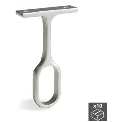Lot De 10 Supports Centraux Emuca Pour Barre De Penderie En Zamak Finition Gris Métallisé